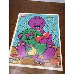 Playskool Vintage Barney Hard Cardboard Puzzle, Baby Bop’s Bedtime 6pc 1993